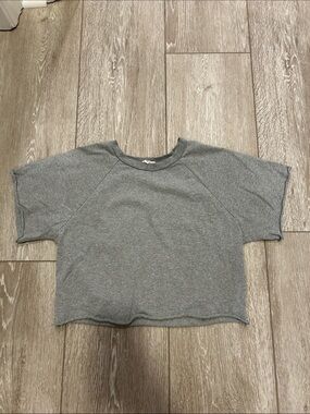 Gray Short-Sleeve Crop Top